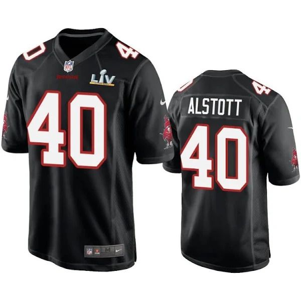Men Tampa Bay Buccaneers #40 Mike Alstott Nike Black Super Bowl LV Game NFL Jersey